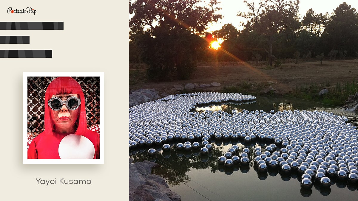 famous female painter Yayoi Kusama and her artwork