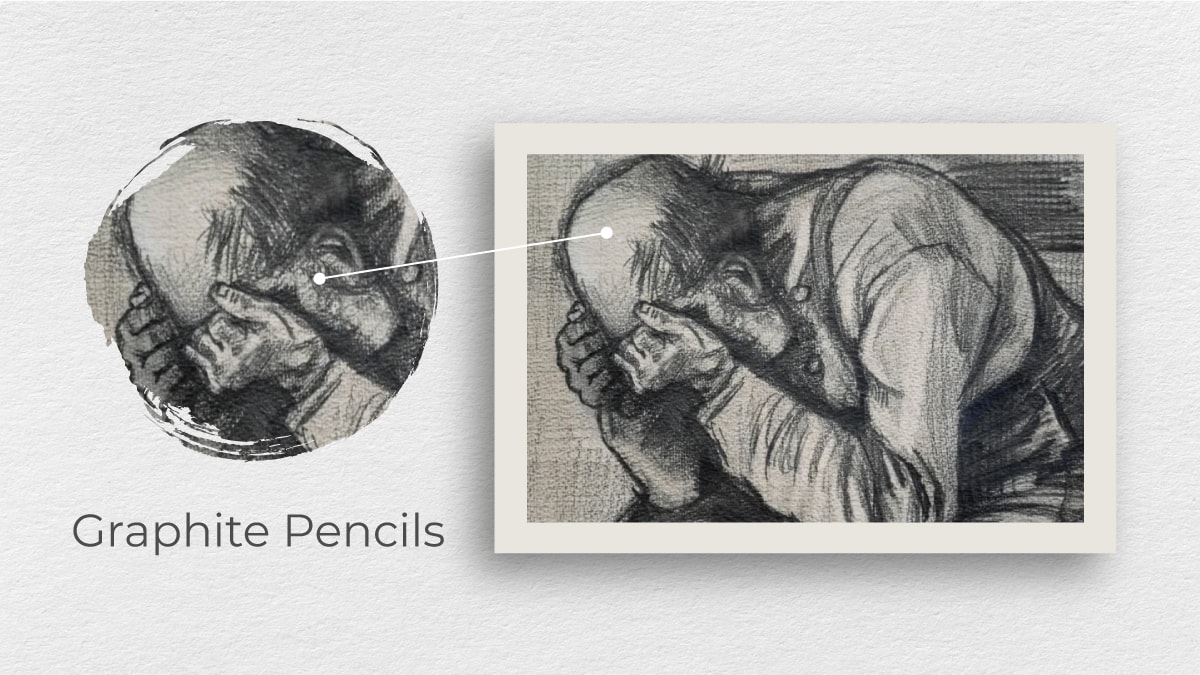 Graphite pencil drawing of van Gogh. 