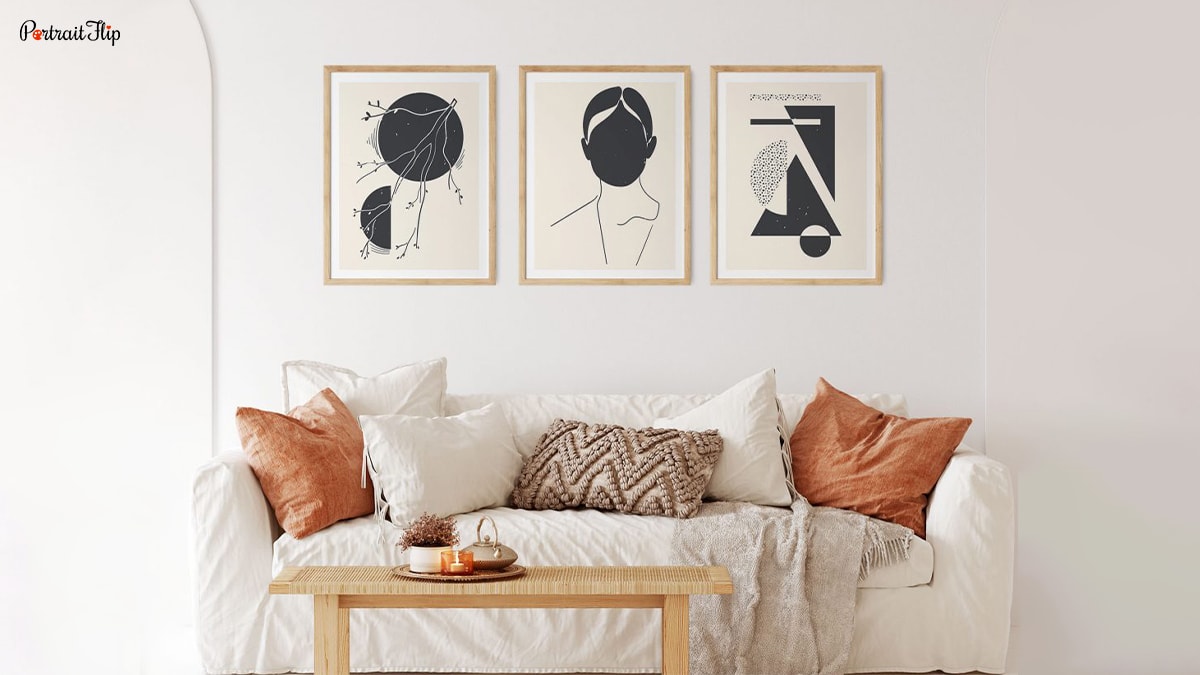 3 set of minimalist painting that is one of the home decor painting