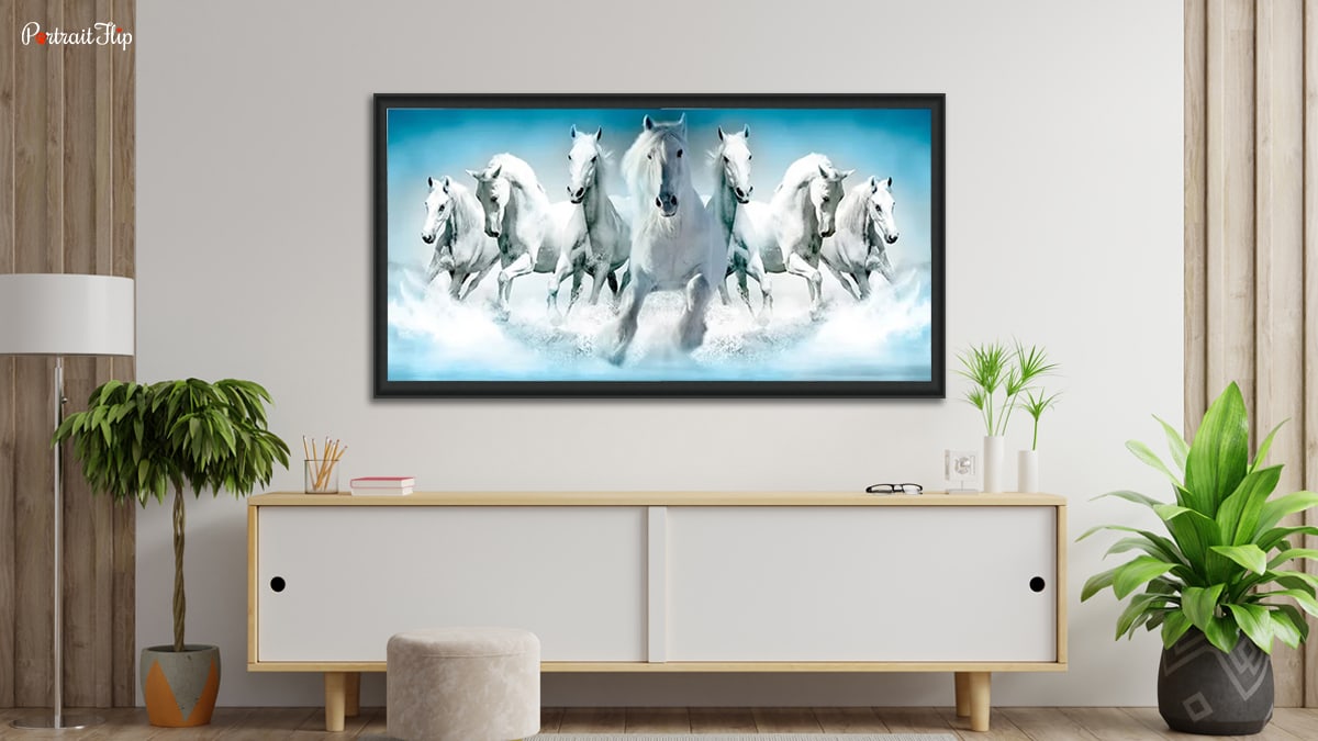 Seven horses painting which is seen as one of the home decor painting