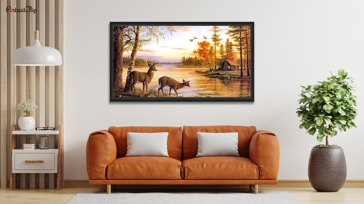 Sunset on canvas as one of the home decor painting