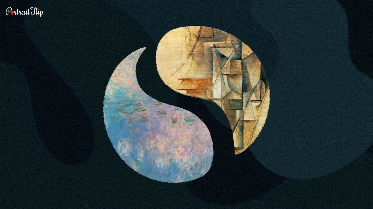 two types of painting techniques in a yin yang