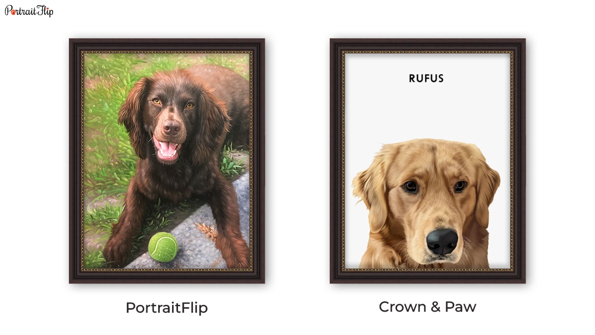 Pet Portraits by PortraitFlip vs Crown and Paw