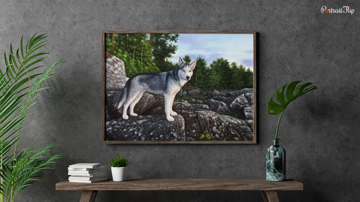 Painting by PortraitFlip of a animal standing on a rock
