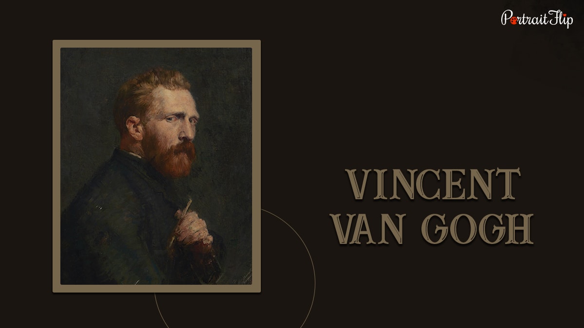 a famous painter Vincent Van Gogh holding a paint brush in his left hand