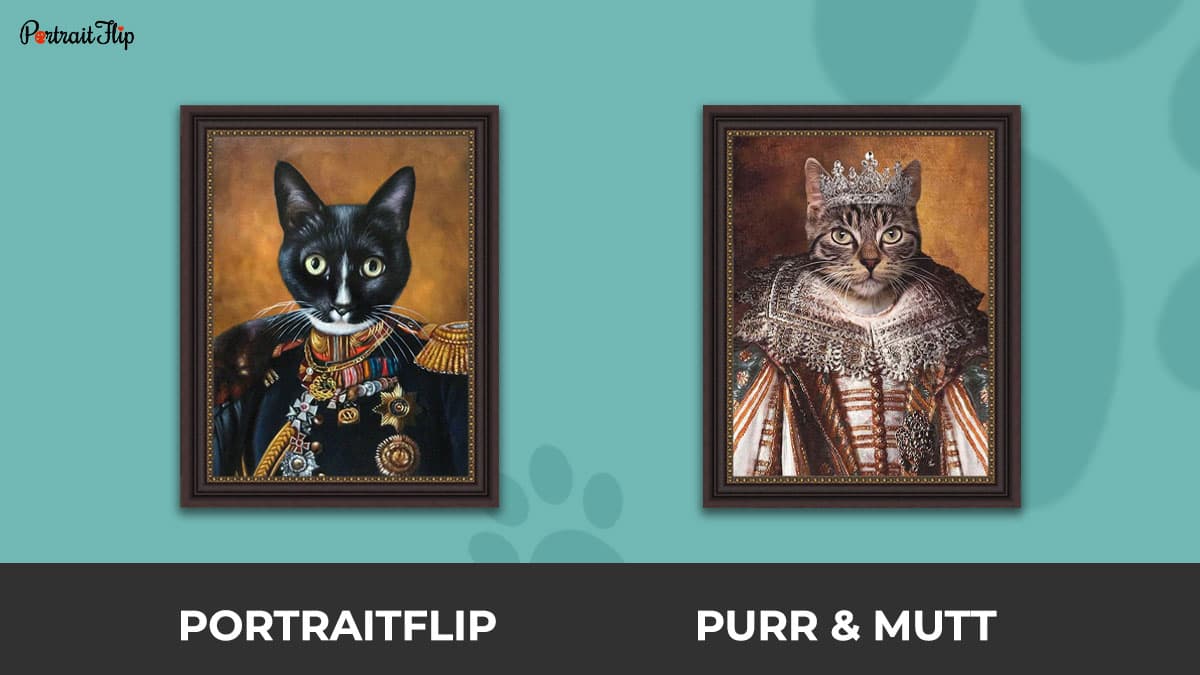 Royal pet portraits by PortraitFlip vs. Purr and Mutt