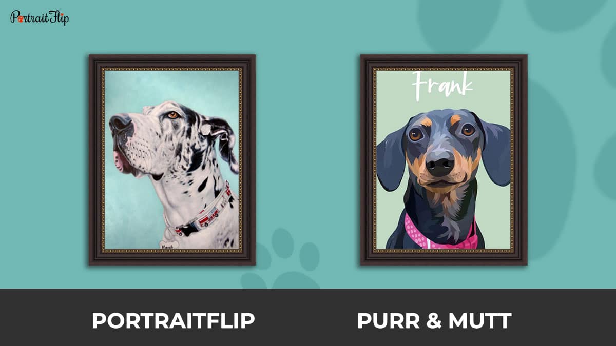 Dog portraits by PortraitFlip vs. Purr and Mutt