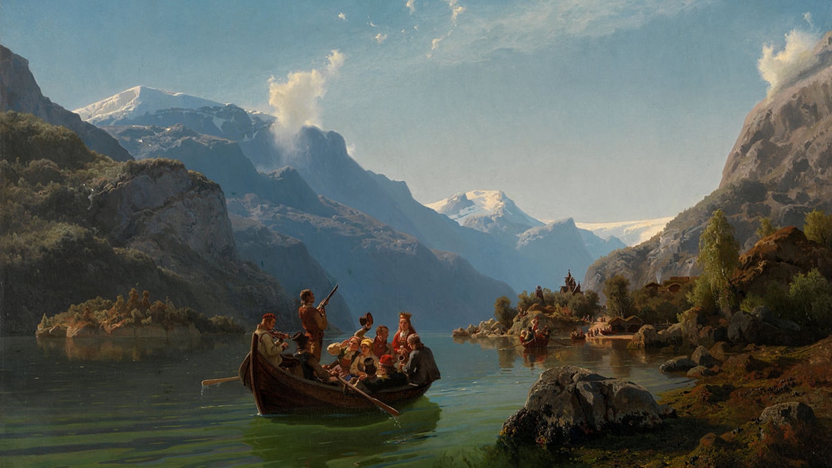 Bridal Procession on the Hardangerfjord is one of the famous paintings of romanticism