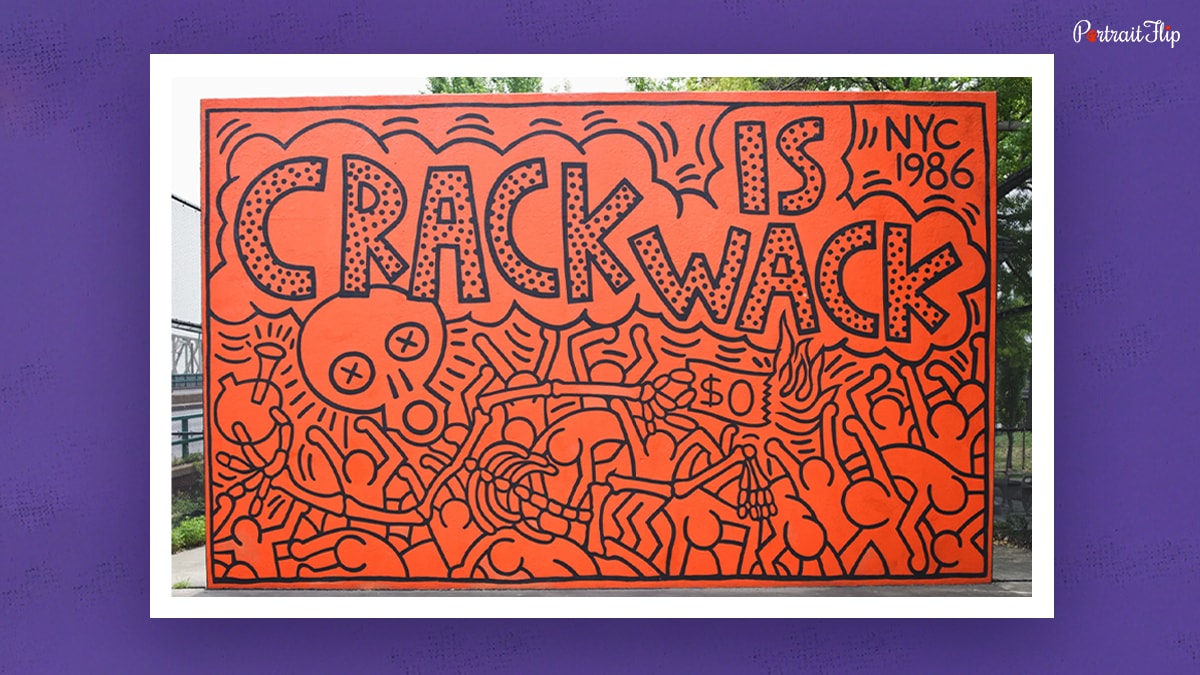 A famous pop art painting by Keith Haring