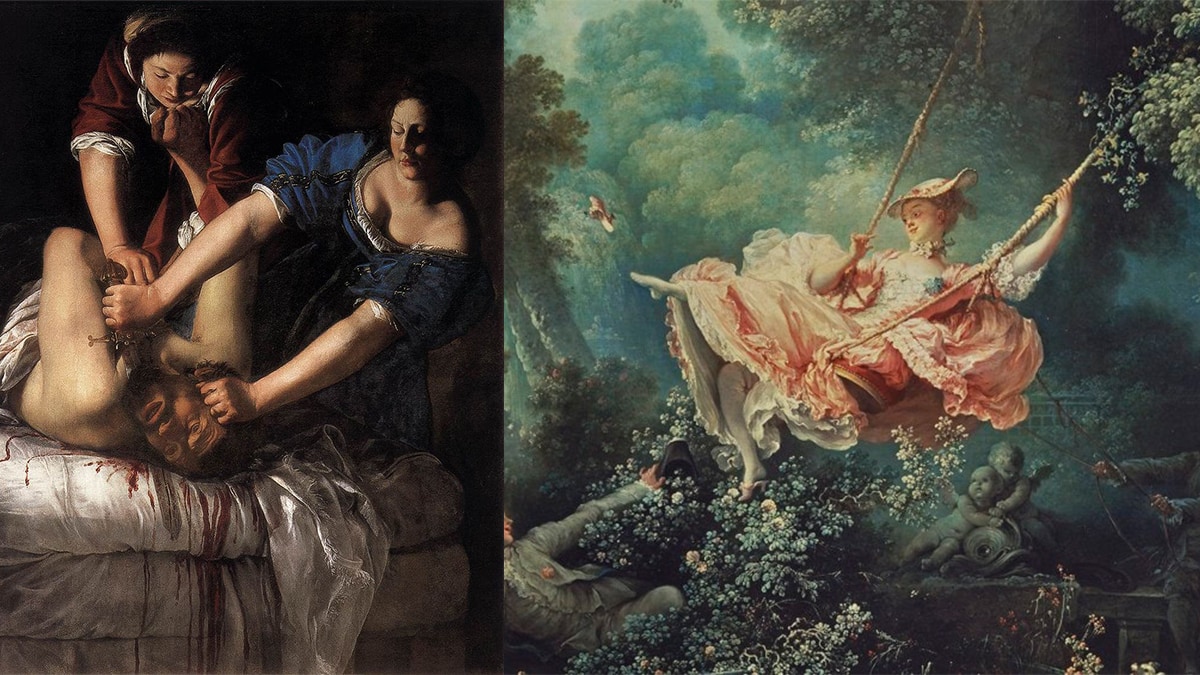 Painting by Jean Honroe Fragonard "The Swing", and "Judith Slaying Holofernes" by Artemisia Gentileschi