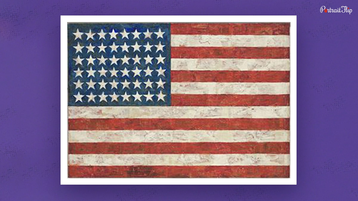 Flag is a pop art painting by Jasper John