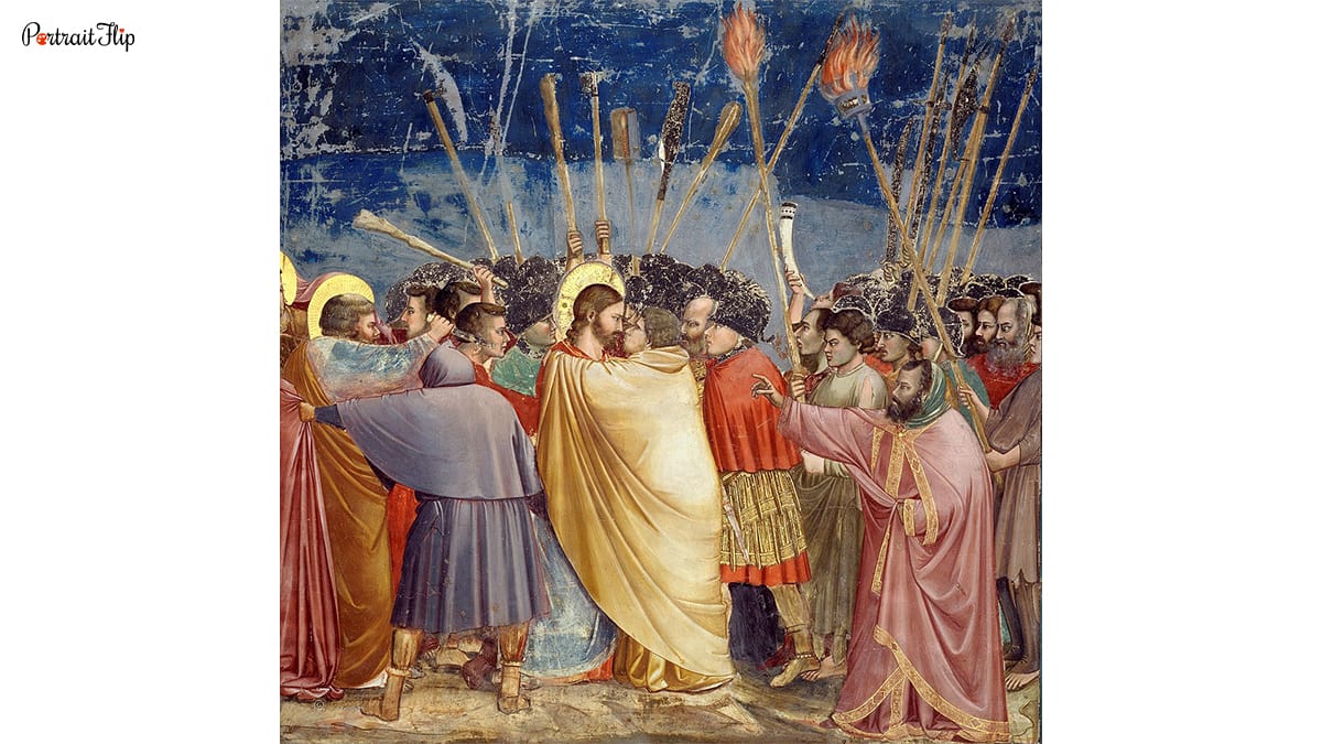 The Kiss of Judas painting by Giotto di Bondone.