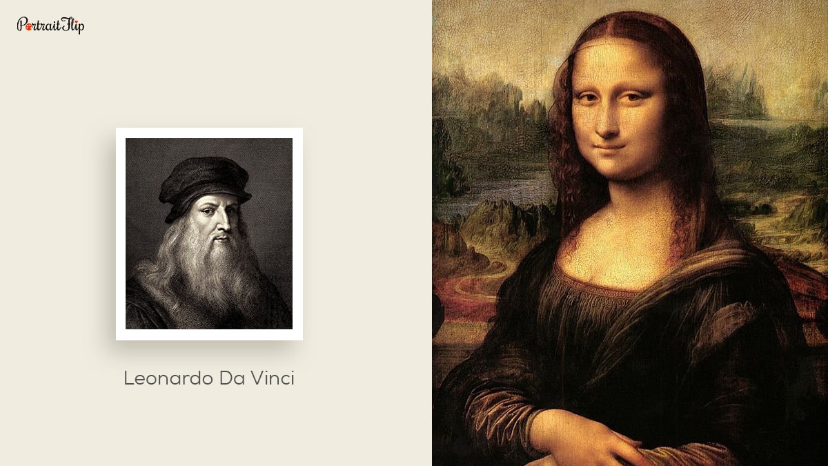 portratist Leonardo da Vinci and his painting "Mona Lisa"