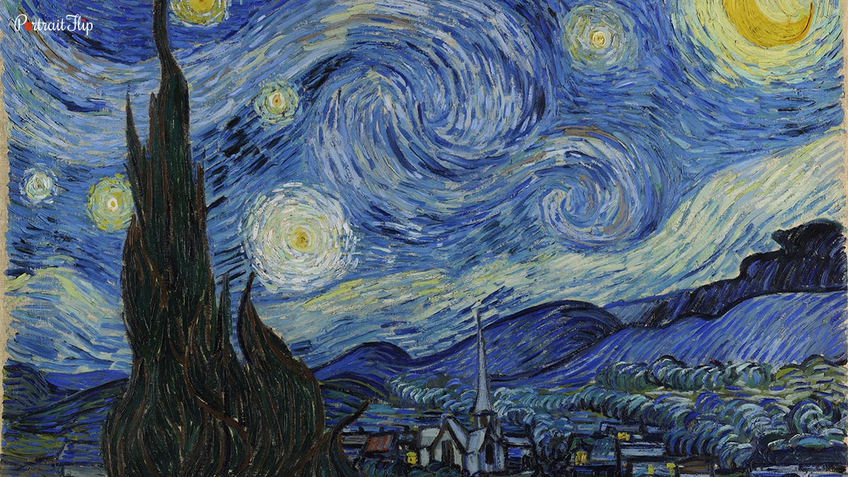 The painting of starry night by vincent van gogh