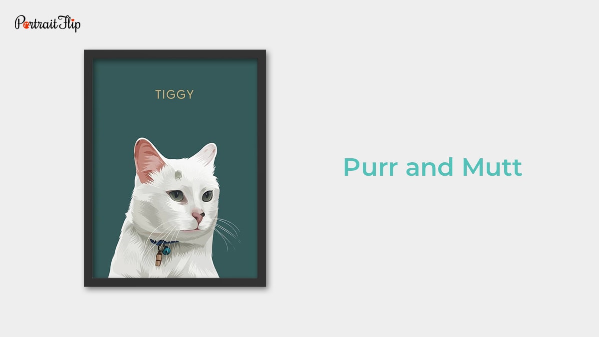 Digital print art of a cat by Purr and Mutt which is one of the pet portrait companies
