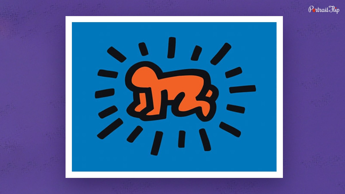 Radiant baby is one of the famous pop art paintings by Keith Haring