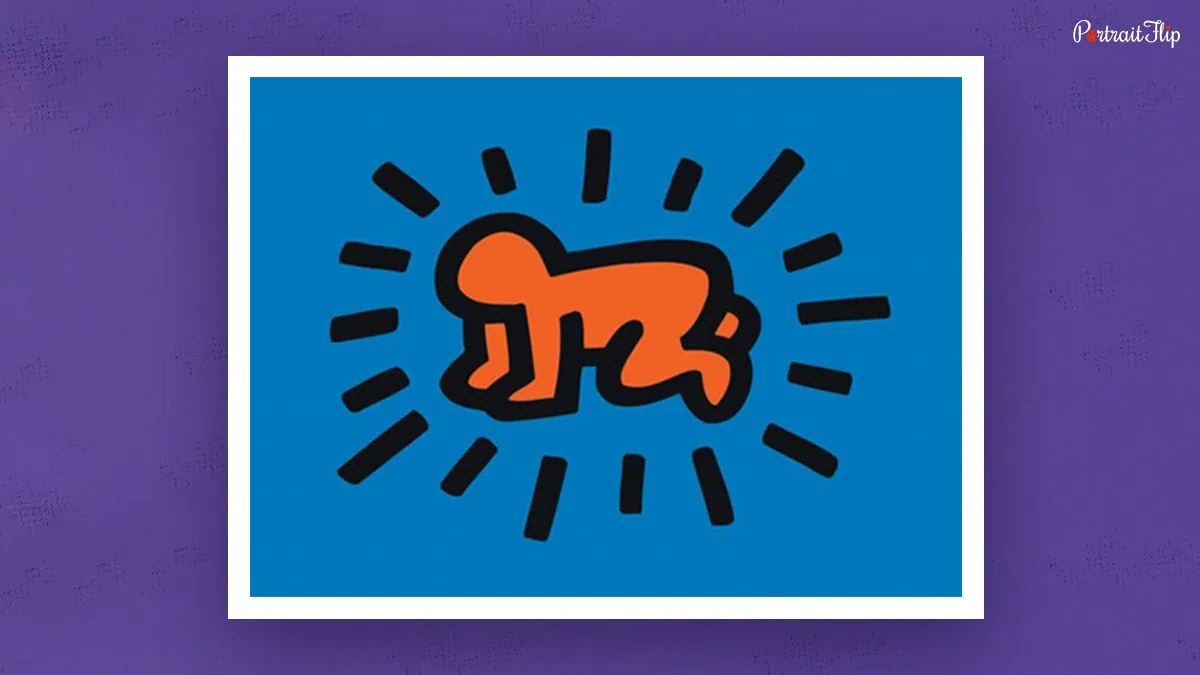 Radiant baby is one of the famous pop art paintings by Keith Haring