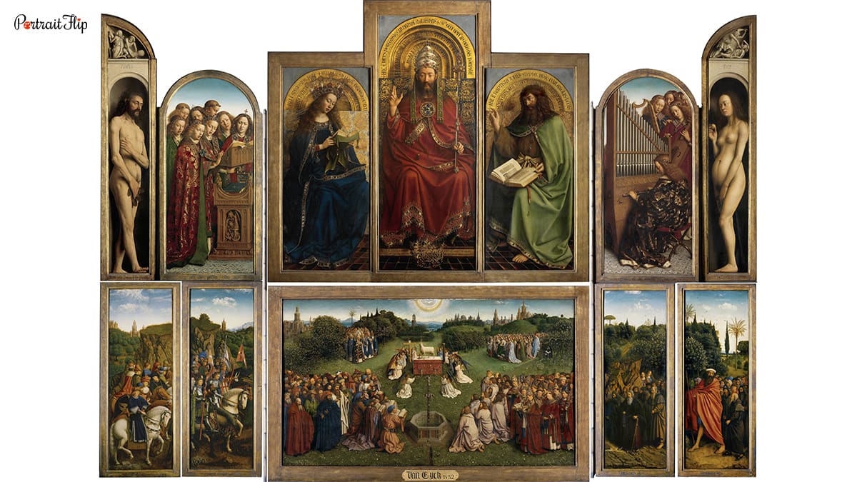 The 12-panelled polyptych Ghent Altarpiece. 