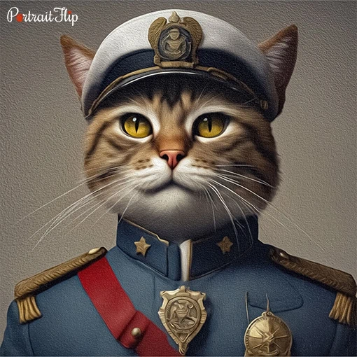 Portrait of a cat dressed as a Policeman