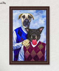 Portrait of Two Dogs placed together as step brothers