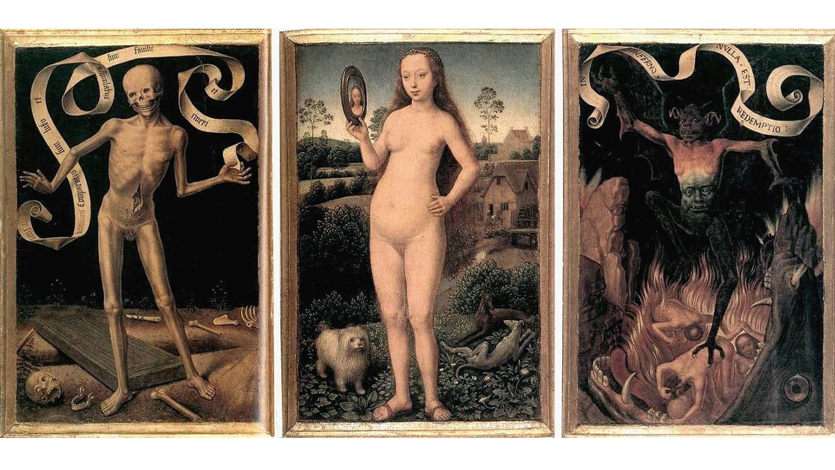Triptych of Earthly Vanity and Divine Salvation is one of the famous scary paintings