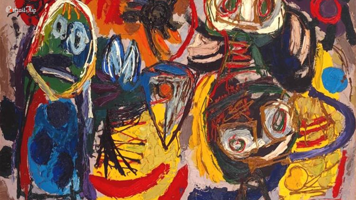 People, Birds and Sun by Karel Appel