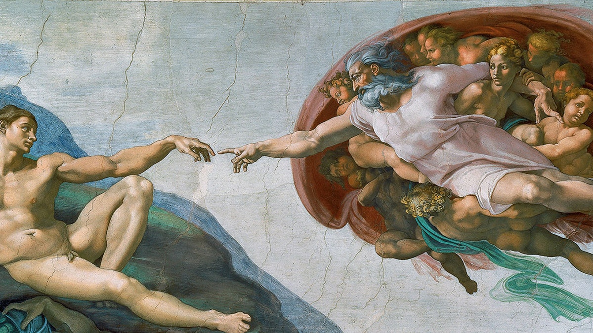 The creation of adam, a physical work of art