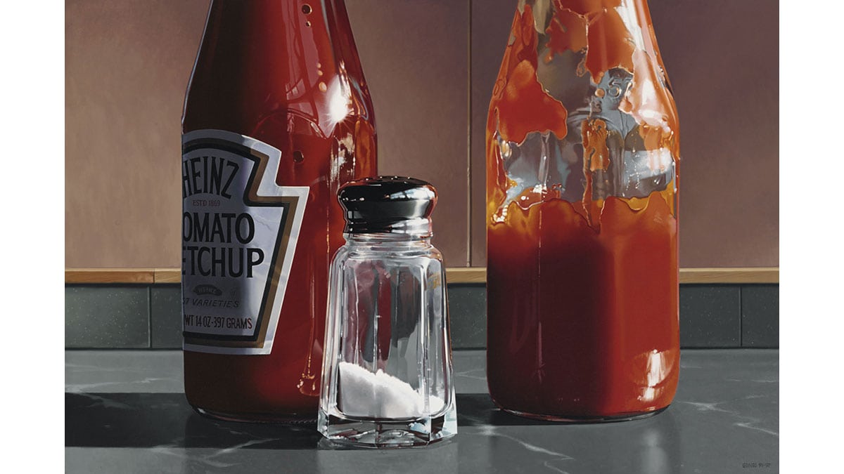 Ketchup bottle and salt art by Ralph Goings