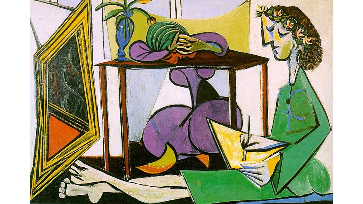 Interior with a Girl Drawing by Pablo Picasso