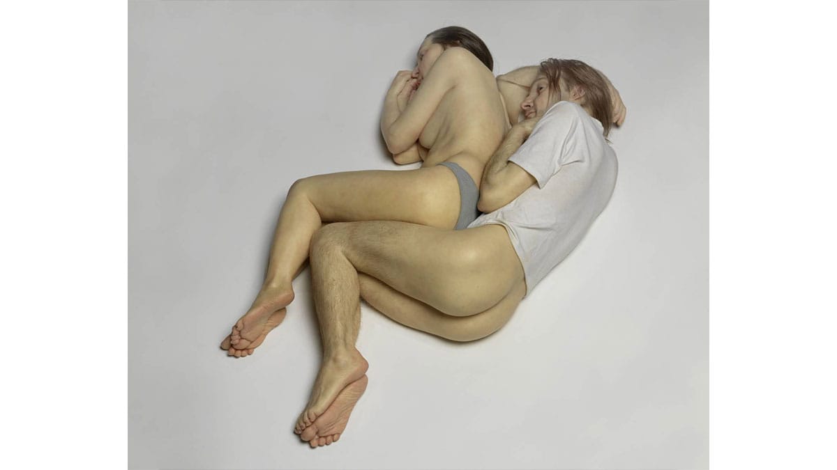 Spooning Couple by Ron Mueck (2005) which is one of the famous hyperrealism art