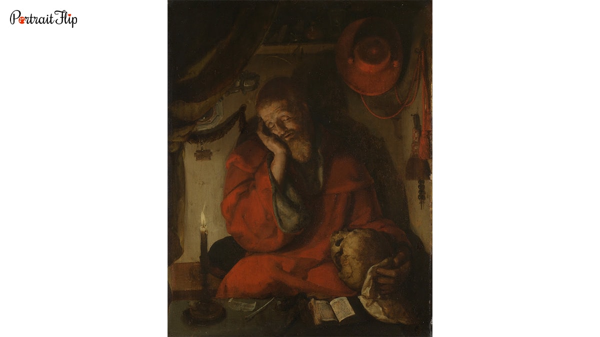 St. Jerome in his Study by Candlelight Painting
