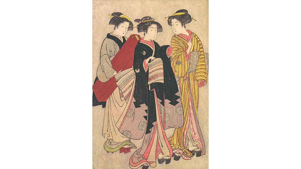 three women painted on ukiyo-e prints.