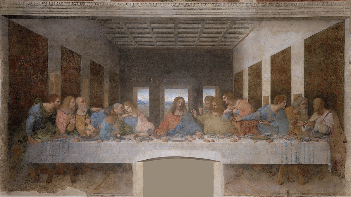 The famous Last Supper art depicting Jesus with his twelve apostles
