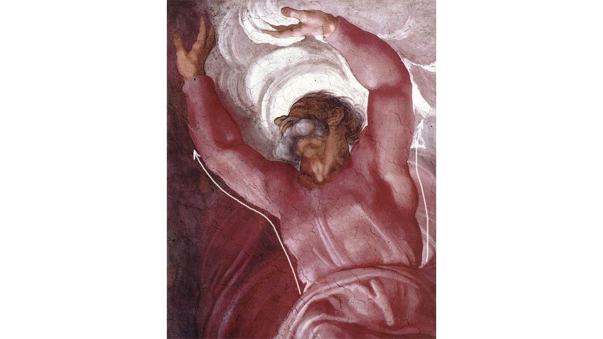 The Separation of Light from Darkness by Michelangelo which show foreshortening