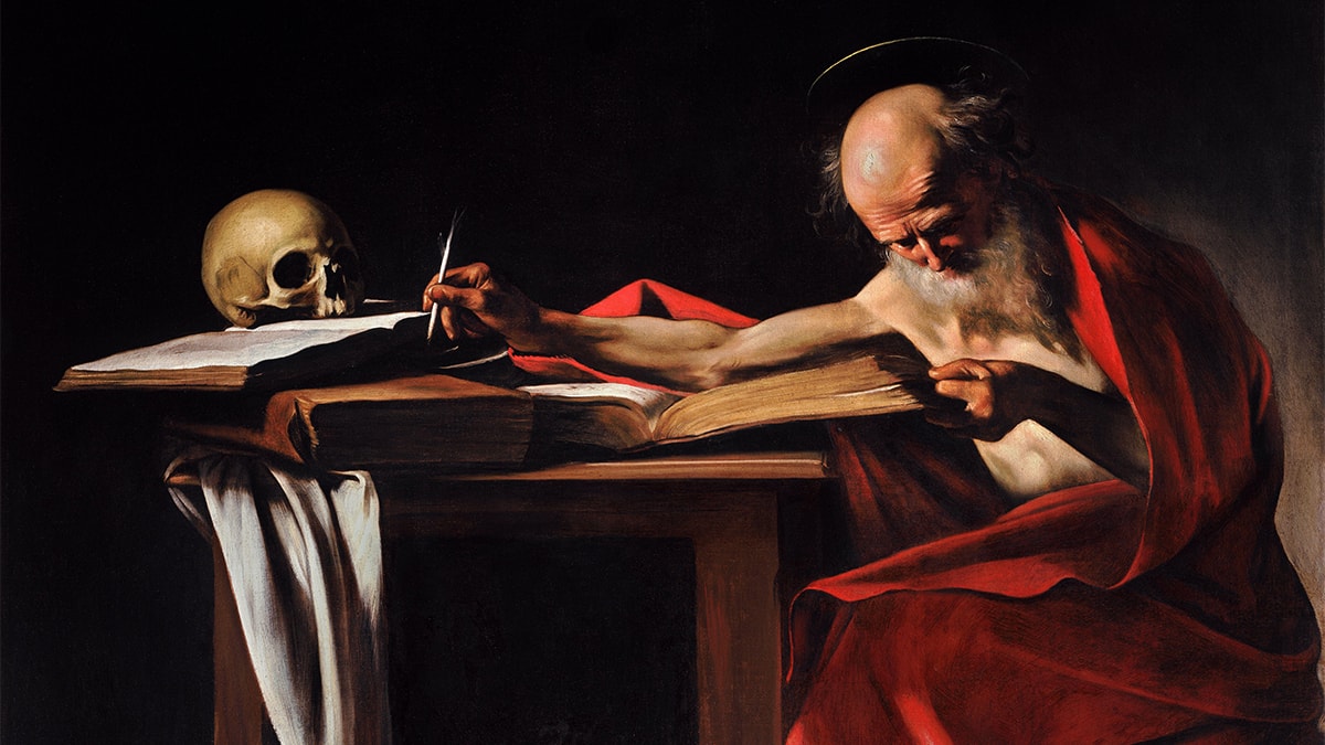 The painting of St. Jerome Writing by Caravaggio as a representation of Contrast in art