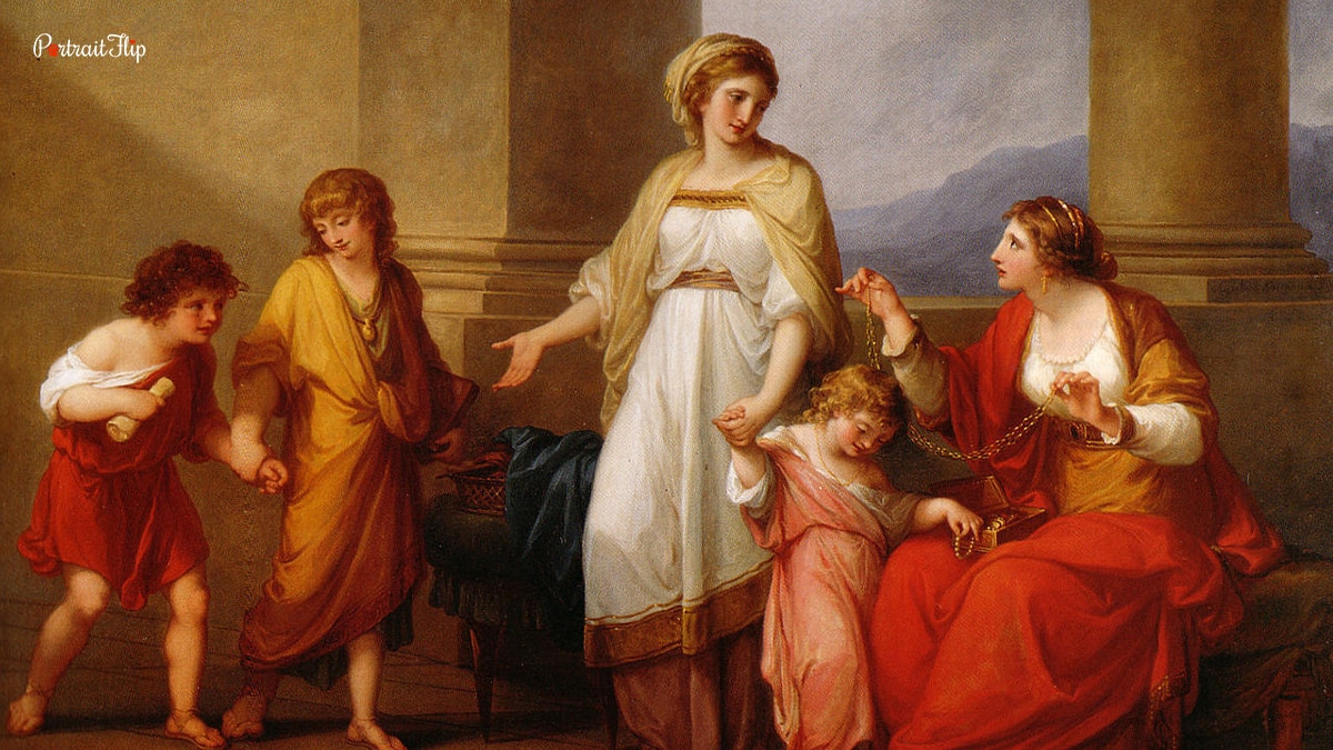 Cornelia, Mother of Gracchi, Pointing to her Children as Her Treasure by Angelica Kauffman 