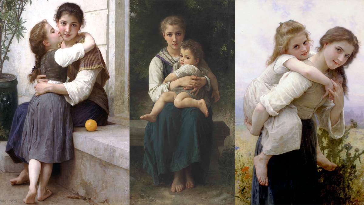 Collage of William Bouguereau paintings. 