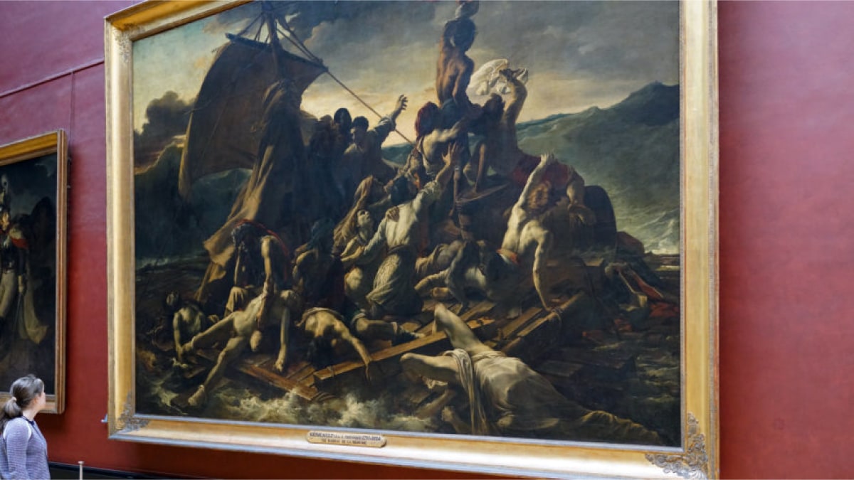The raft of the medusa hanging by the wall of Louvre museum.