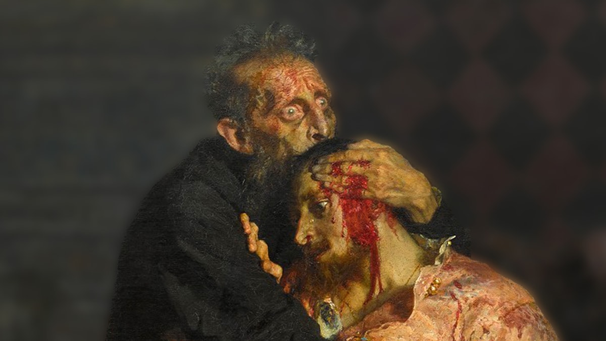 A close of the painting Ivan the Terrible and His Son