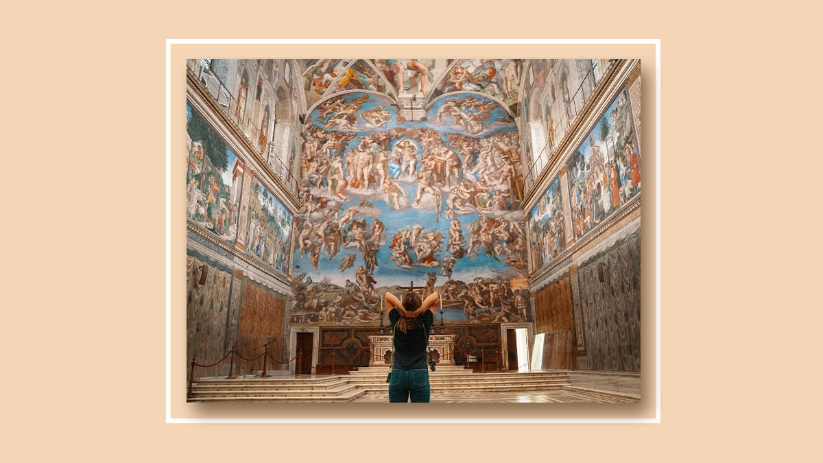 The Last Judgement painting showed in Sistine Chapel
