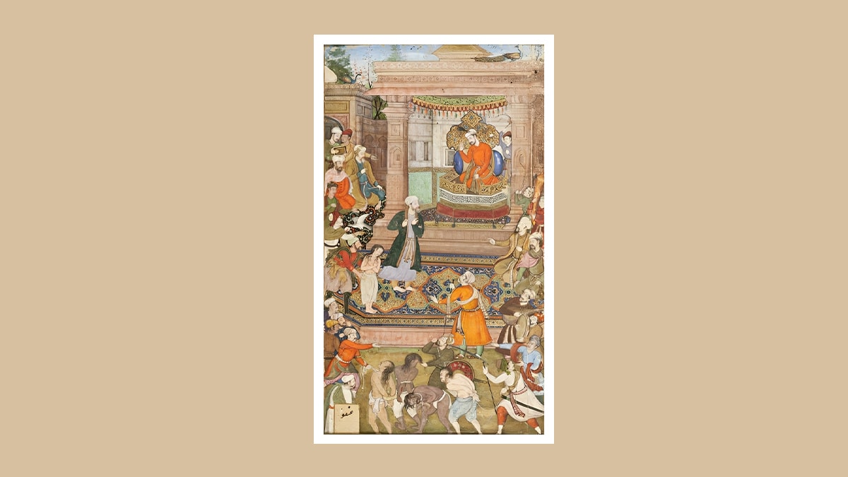 A Court Scene from Sadi's Gulistan (Rose Garden), 1596