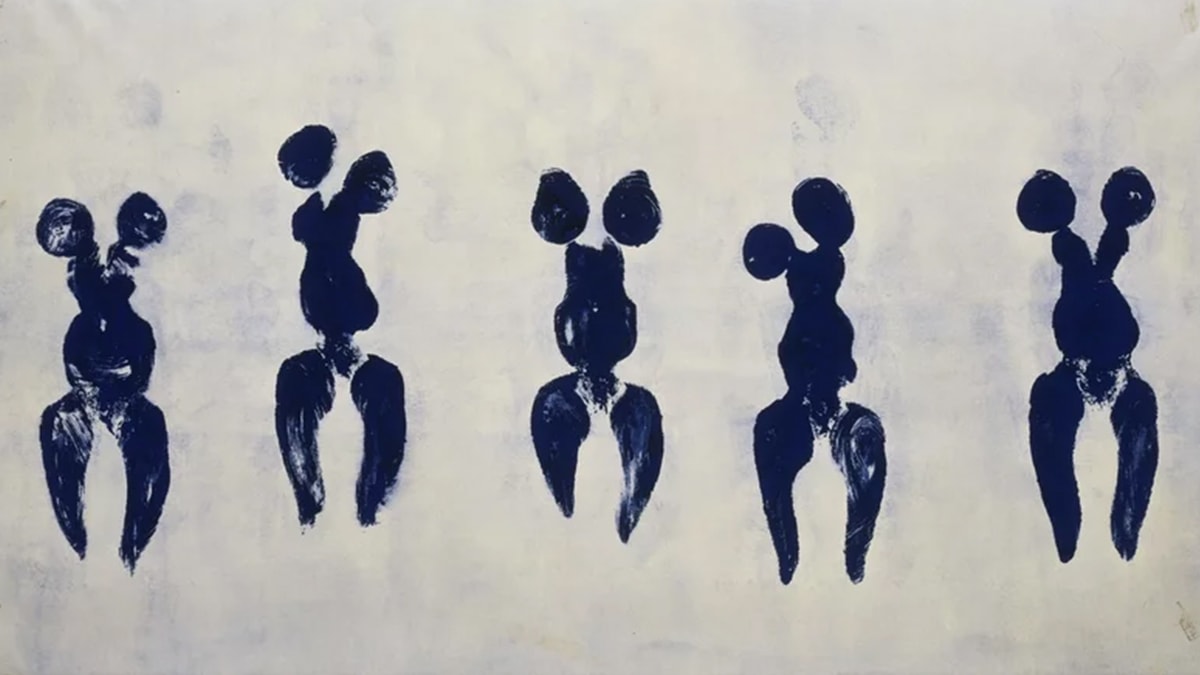 Yves Klein's Anthropometry of the Blue Period.