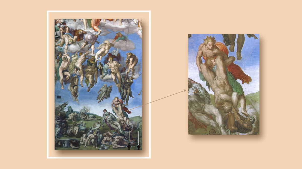 Bottom Left of Michelangelo The Last Judgement