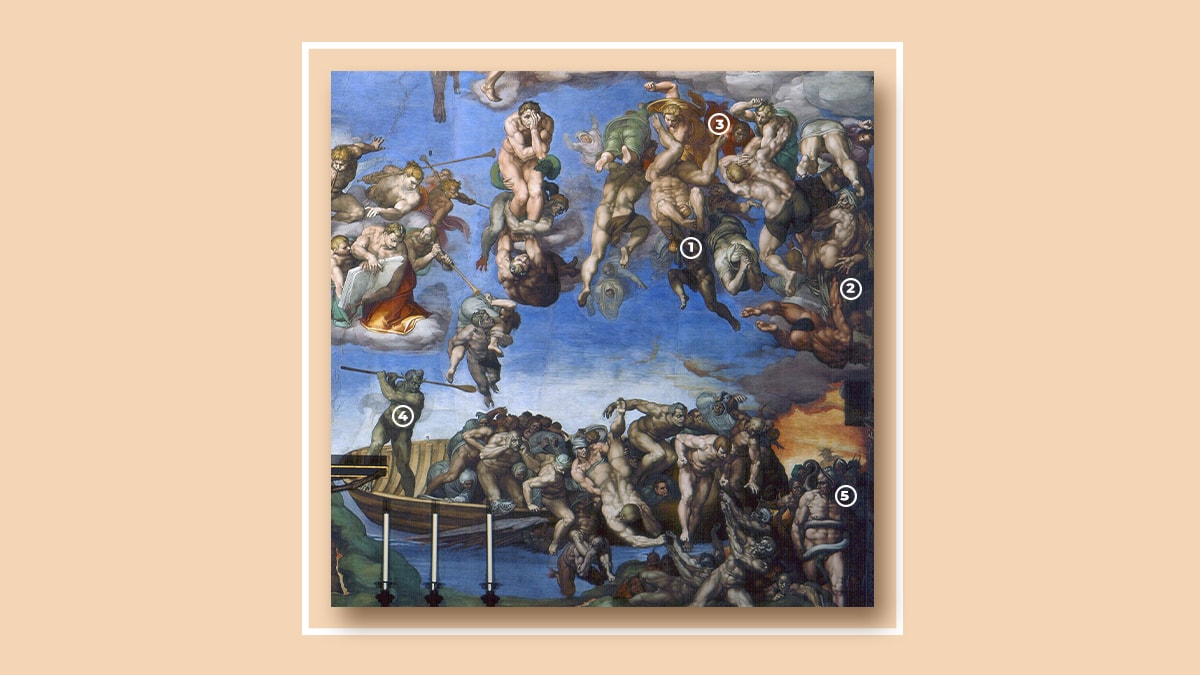 Bottom Right of Michelangelo The Last Judgement