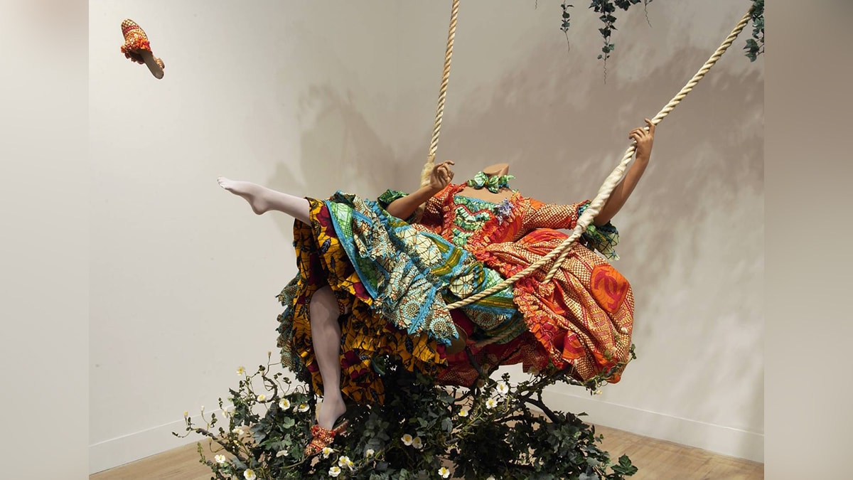 Yinka Shonibare's depiction of The Swing painting.