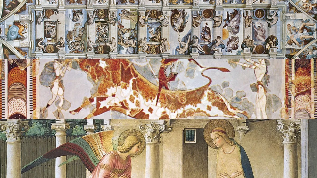 A compilation of Frescos made in the Renaissance period