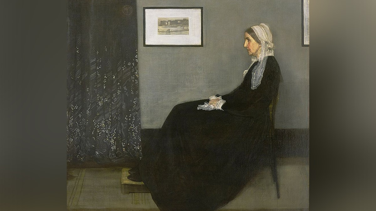 Whistler's Mother monochrome painting.