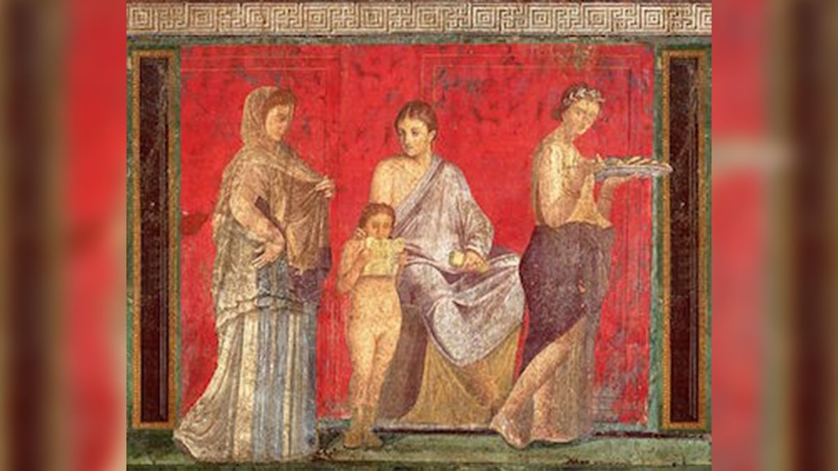 A famous Roman painting The Dionysiac Frieze of Pompeii
