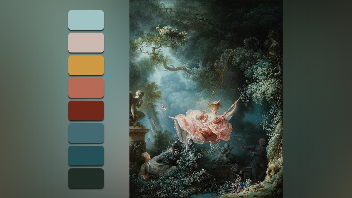 The color palette of The Swing painting