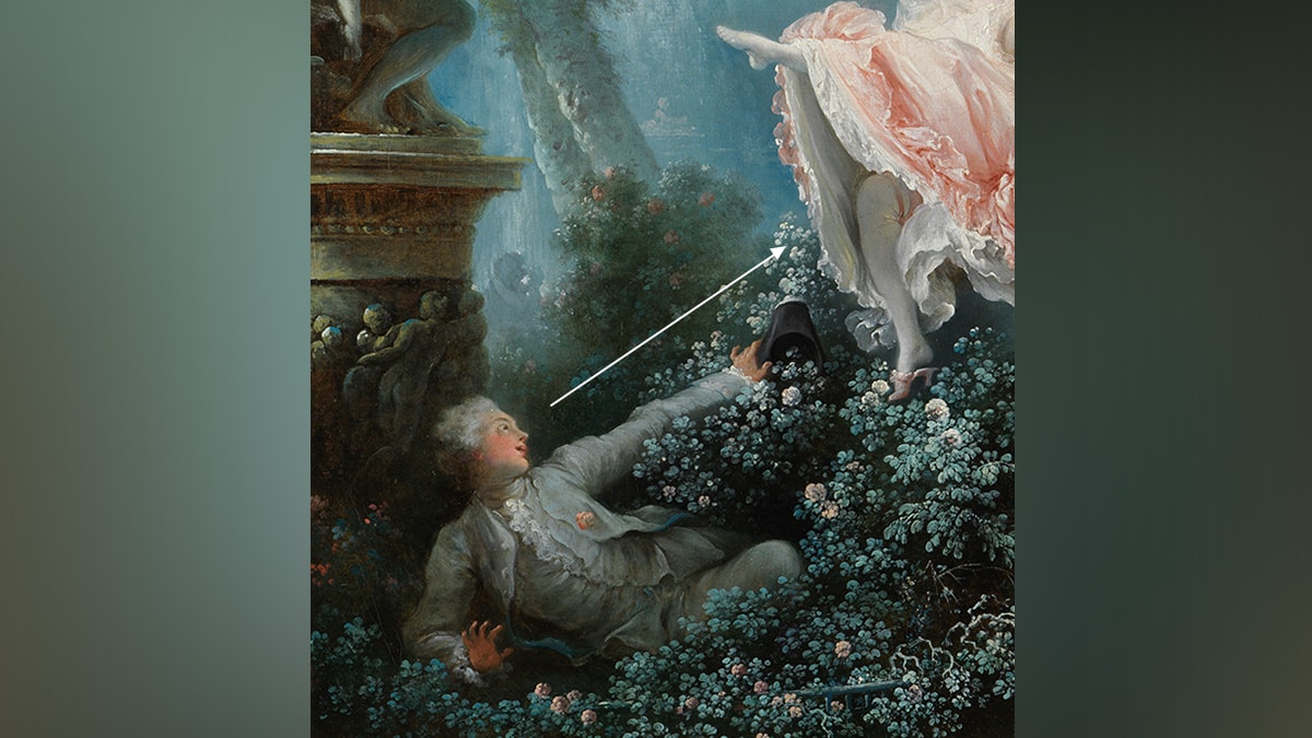 The man looking under the woman's skirt in The Swing painting. 